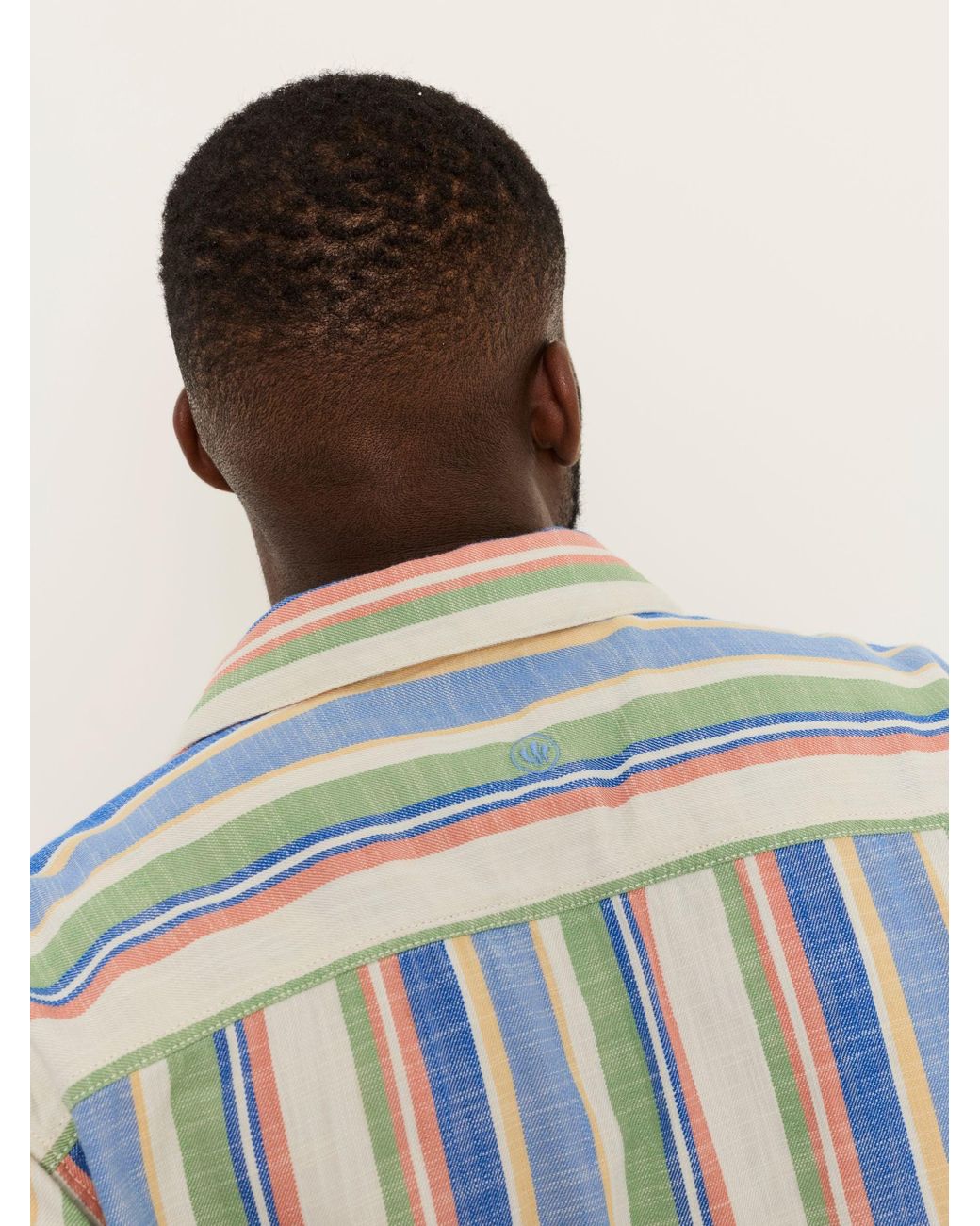 FatFace Blue Short Sleeve Relaxed Fit Deck Stripe Shirt for men