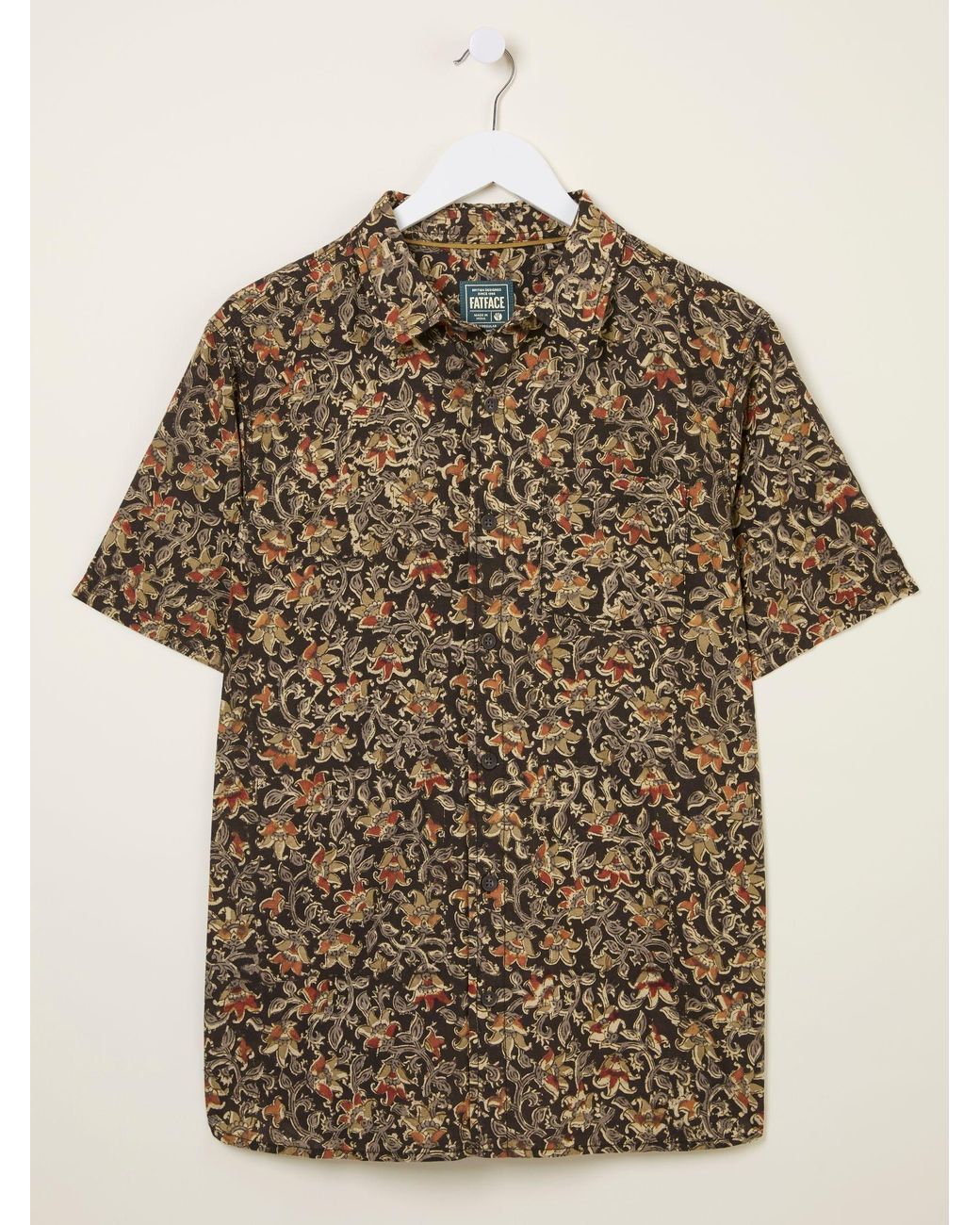 FatFace Natural Short Sleeve Authentic Indian Hand Block Print Shirt for men