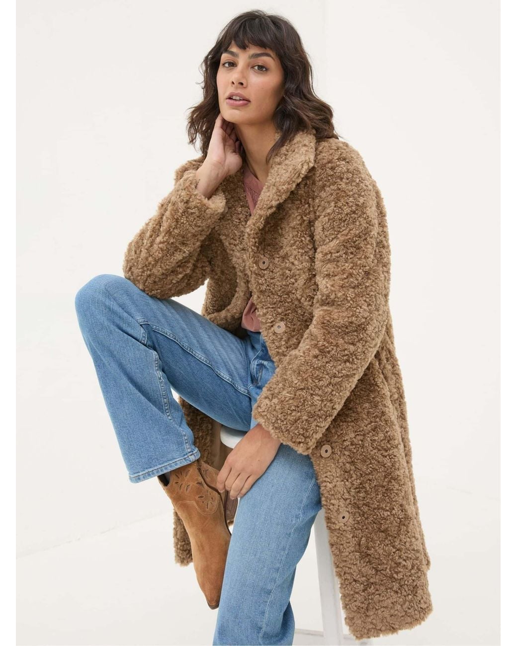 FatFace Blue Catie Teddy Coat