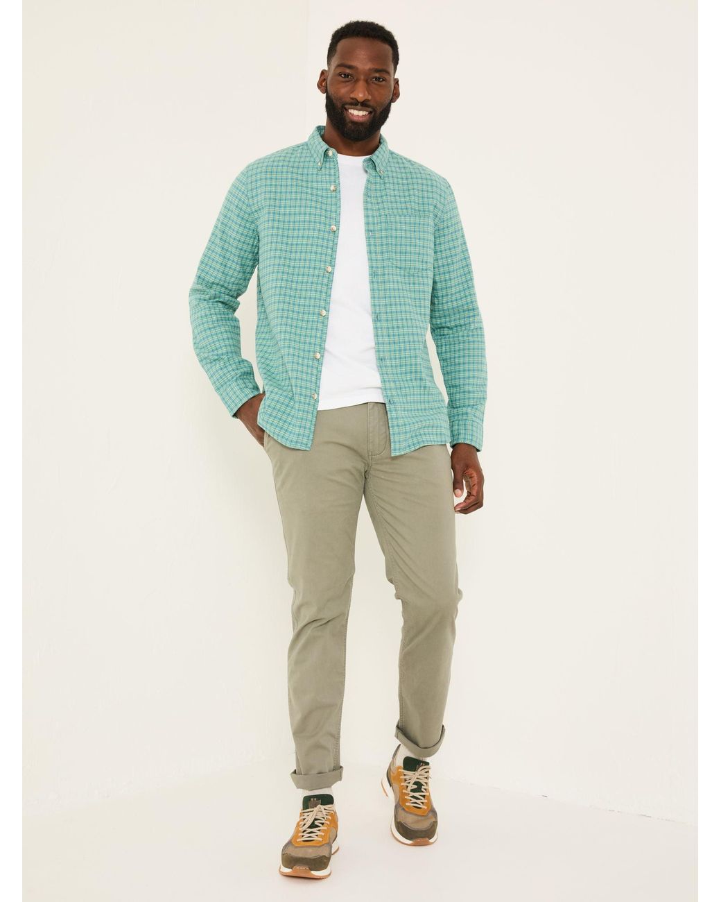 FatFace Green Bath Long Sleeve Check Shirt for men