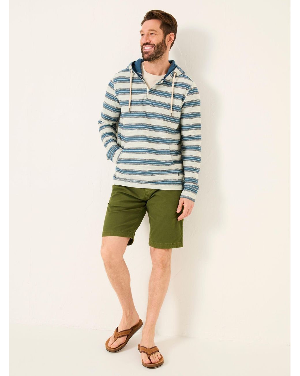 FatFace Gray Trescowe Stripe Half Zip Sweat for men