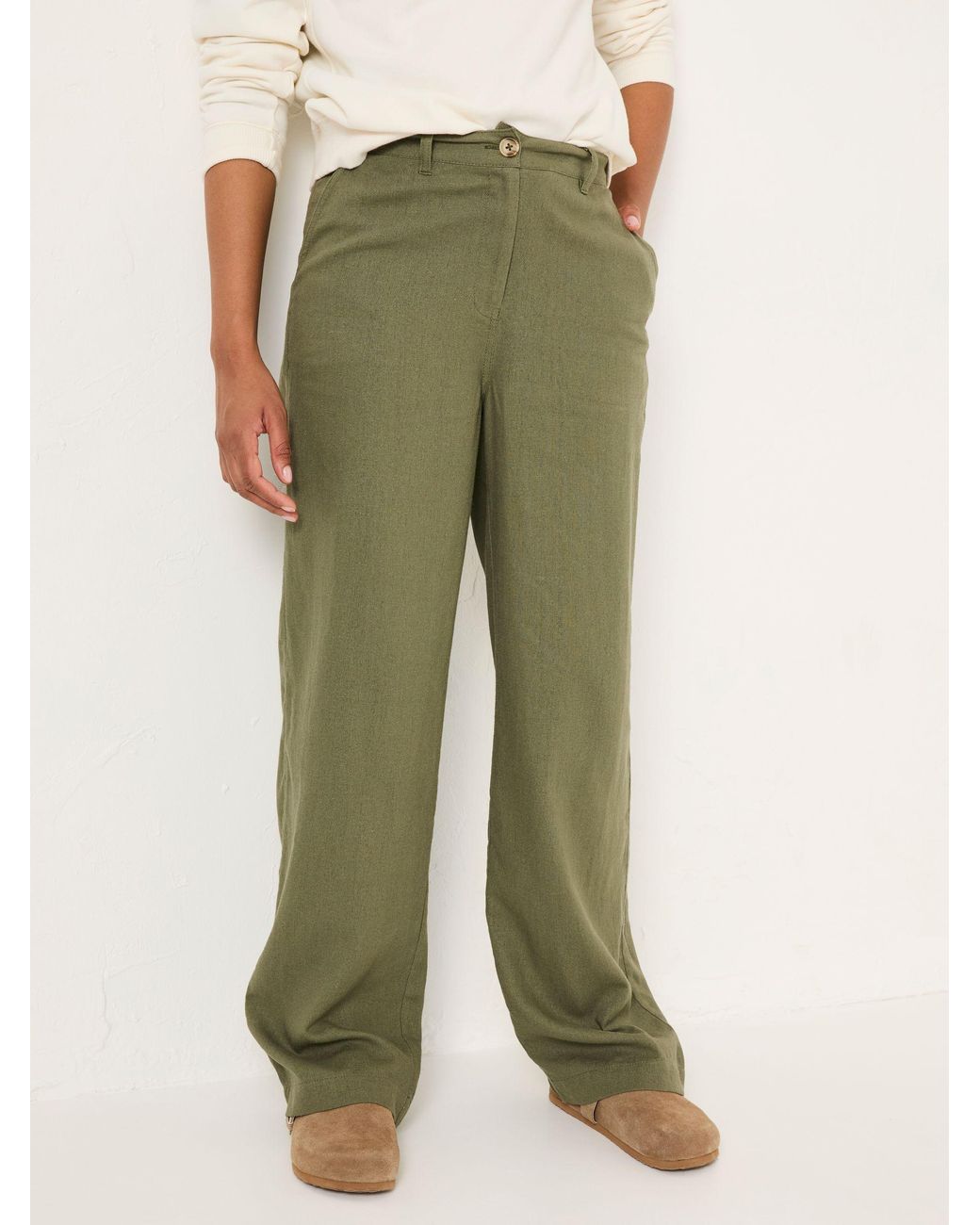 FatFace Green Ellie Straight Leg Trousers