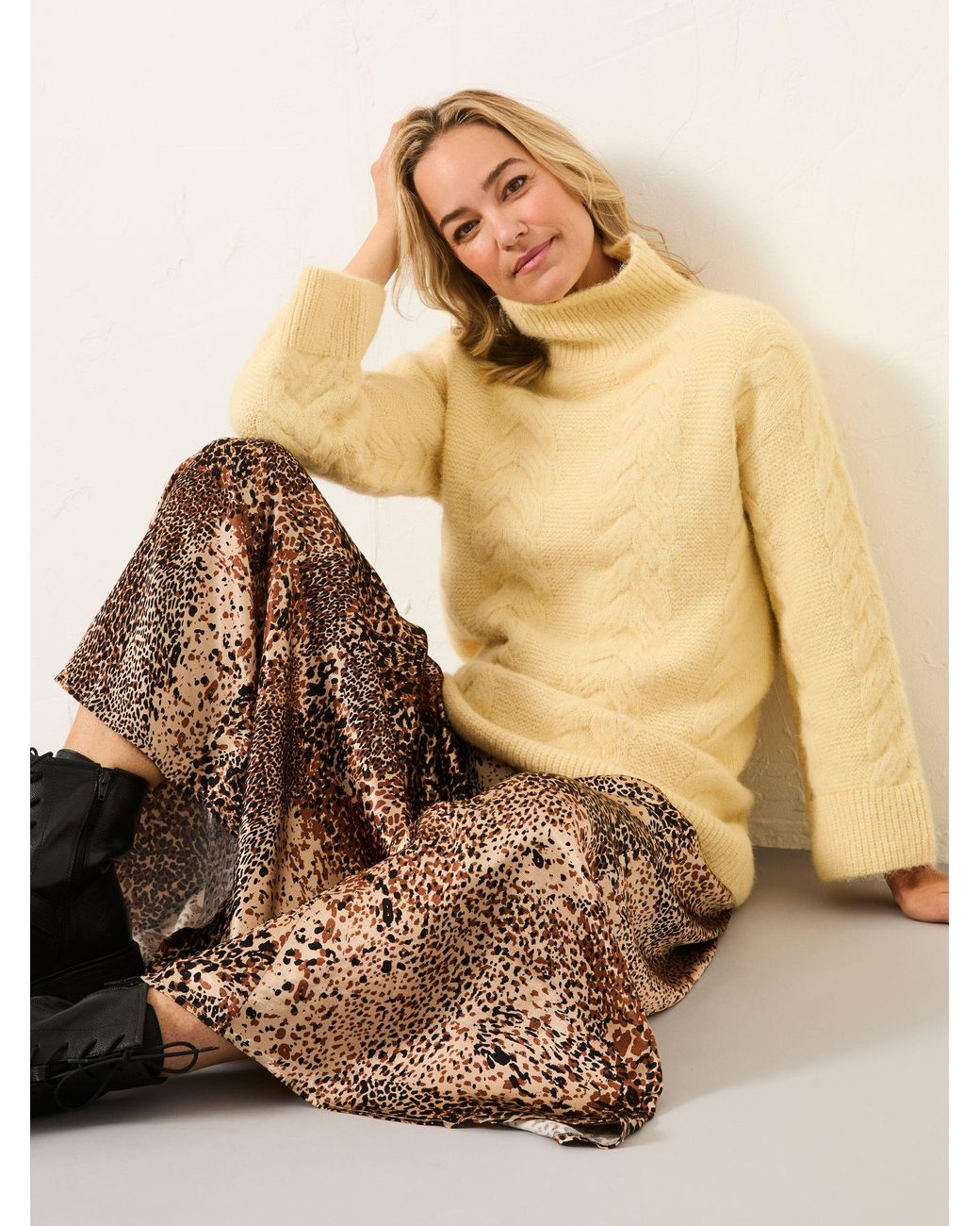 FatFace Brown Sadie Midi Skirt