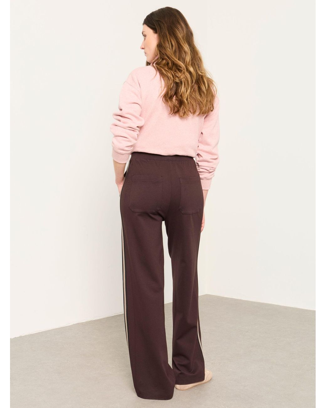 FatFace Brown Ely Petite Side Stripe Trousers