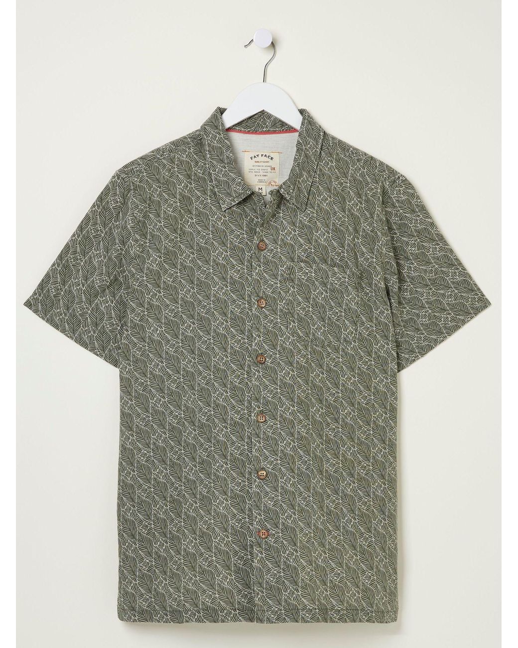 FatFace Green Dempsey Leaf Print Shirt for men