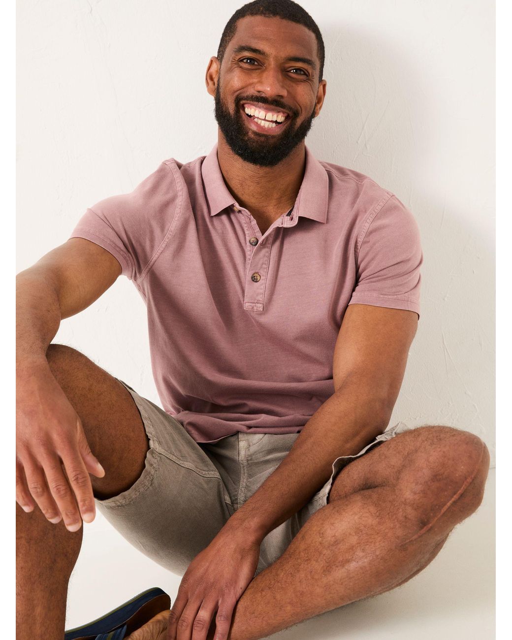 FatFace Pink Stoke Short Sleeve Polo Shirt for men