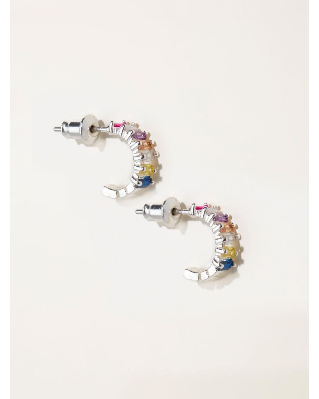 FatFace Natural Fatface Multi Colour Gem Hoop Earrings