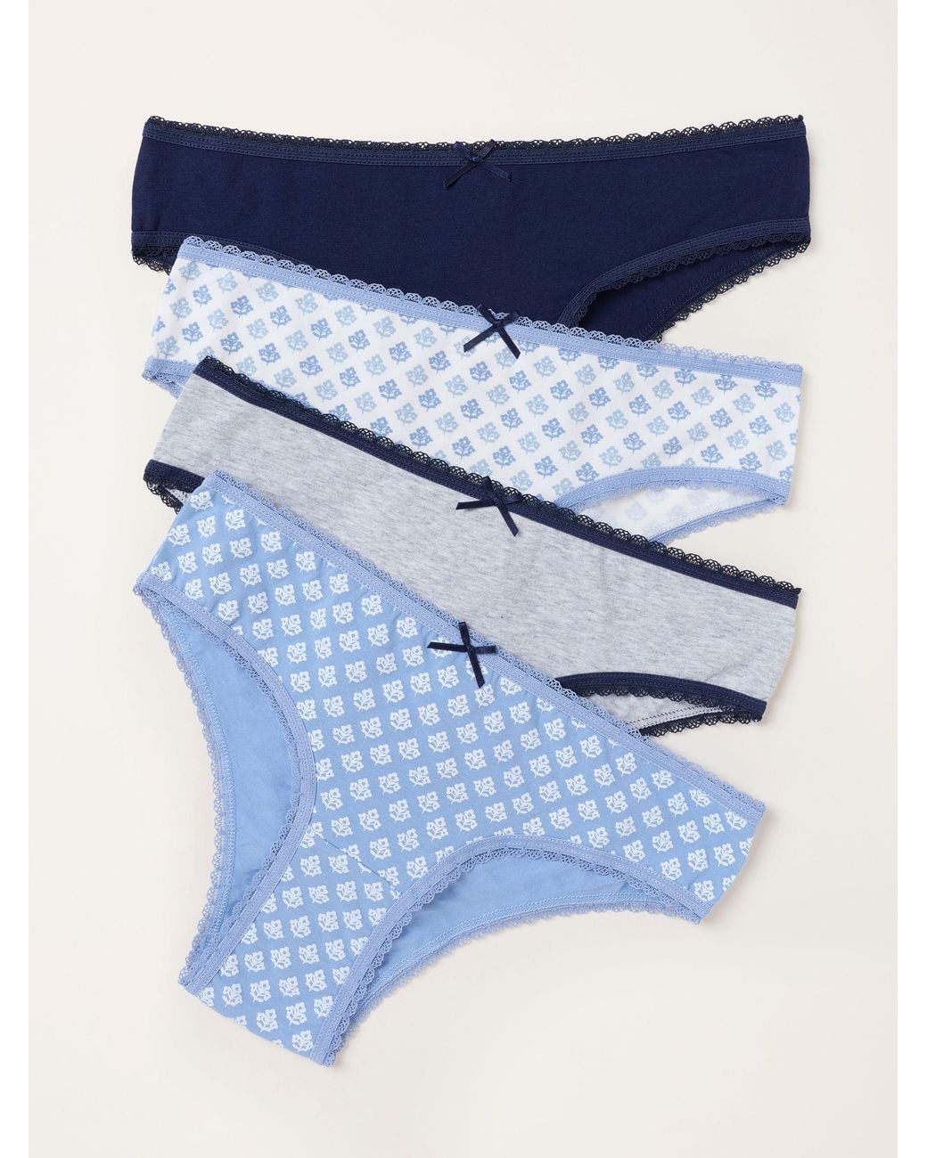 FatFace Blue Fatface 4 Pack Geo Brazillian Knickers