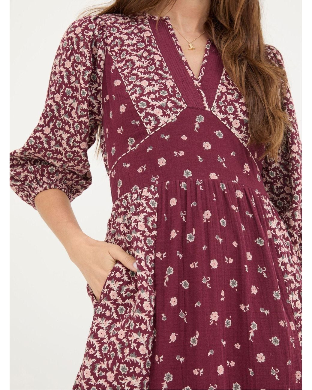 FatFace Red Kelly Wild Ditsy Midi Dress