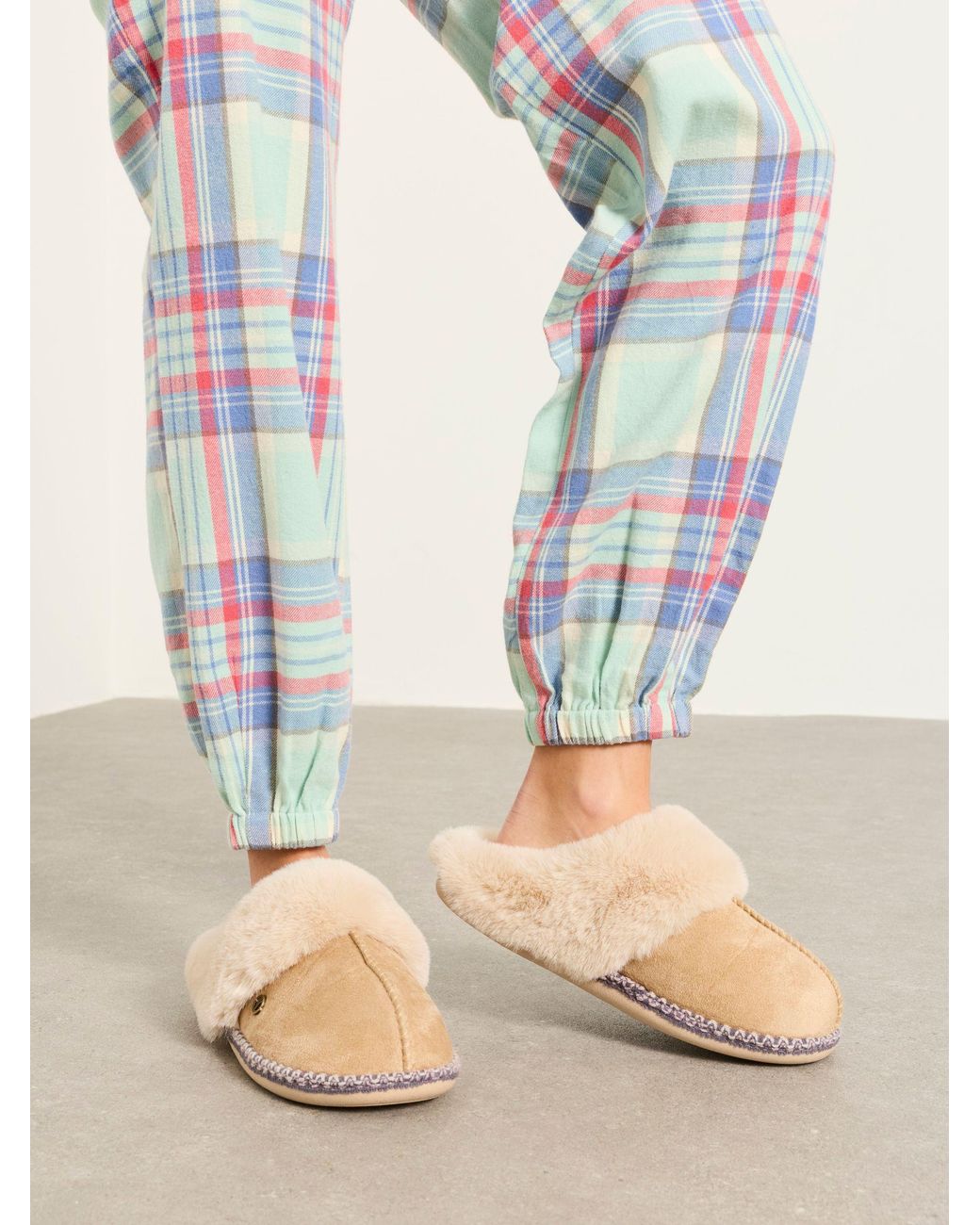 FatFace White Harper Check Cuffed Pyjama Bottoms