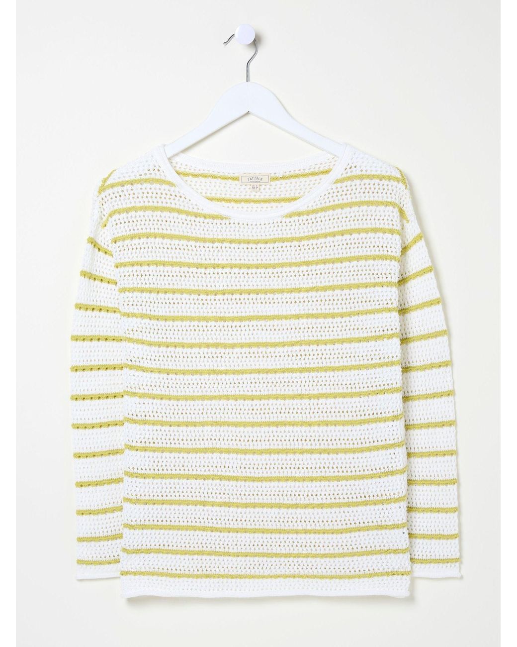 FatFace Blue Kalani Crochet Stripe Jumper