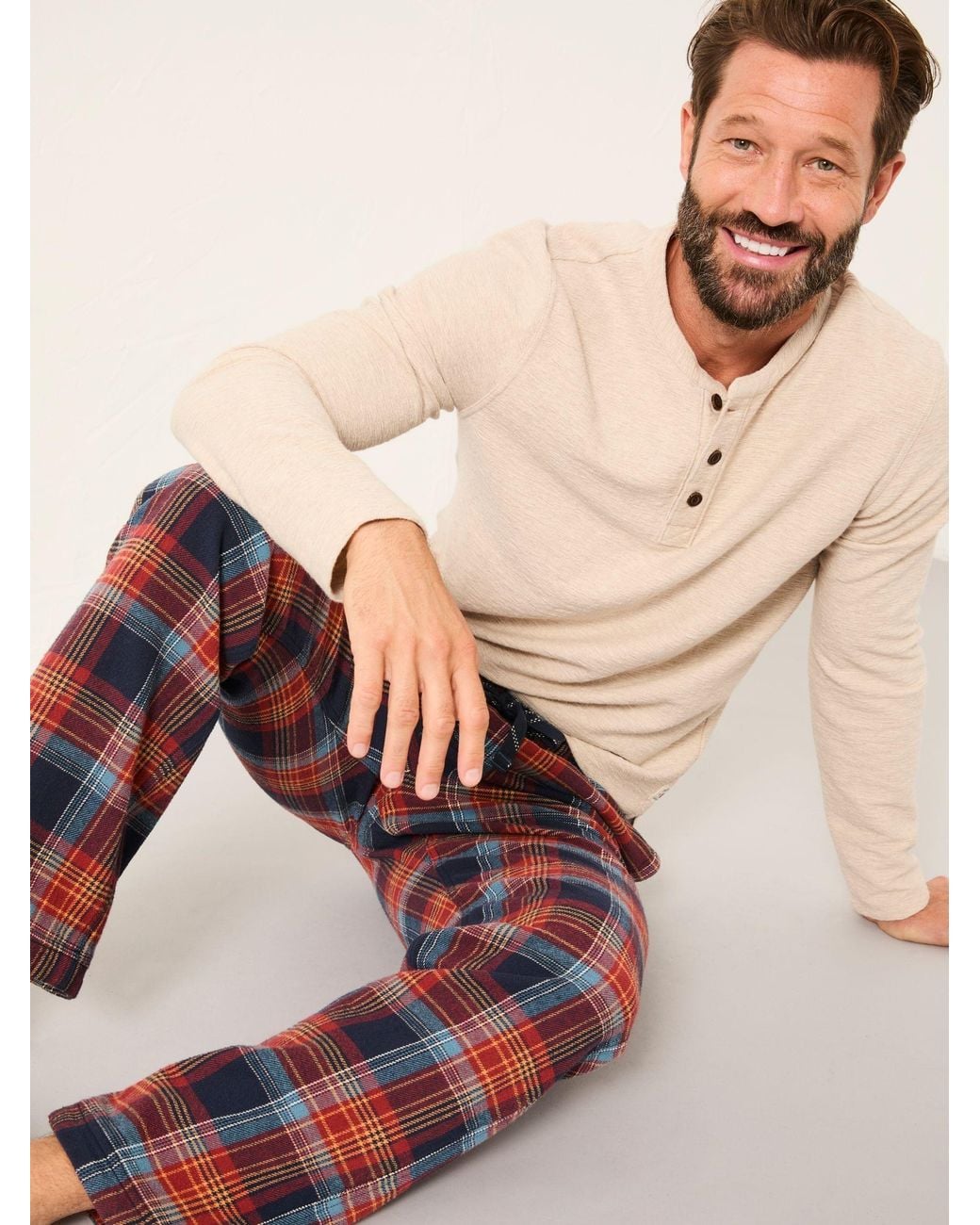 FatFace Red Lomond Check Open Hem Pyjama Bottoms for men