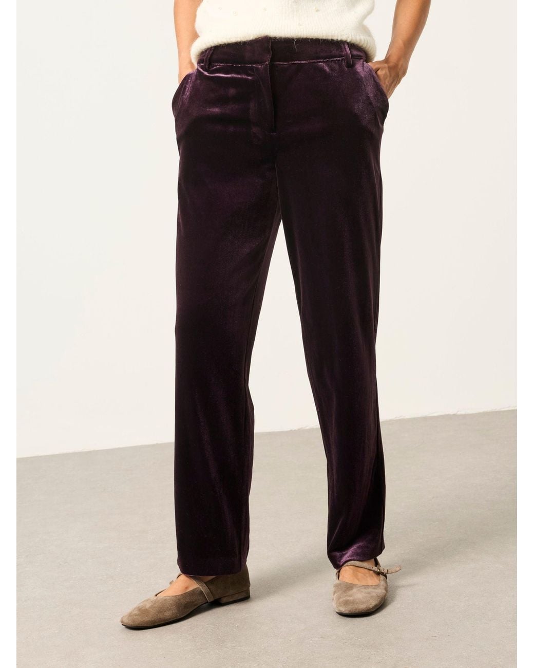 FatFace Black Tilly Tapered Velvet Trousers