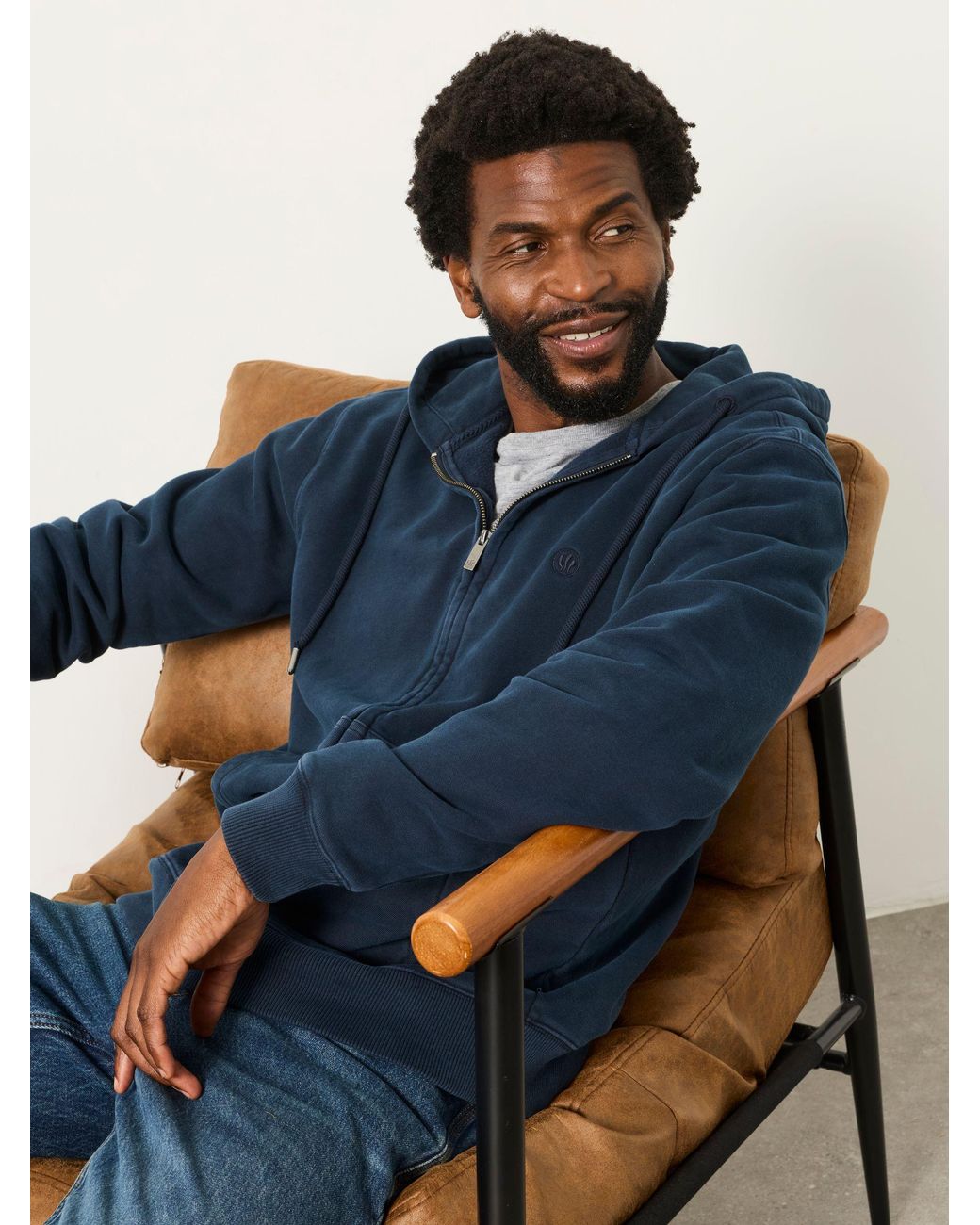 FatFace Blue Hayle Zip Through Hoodie for men