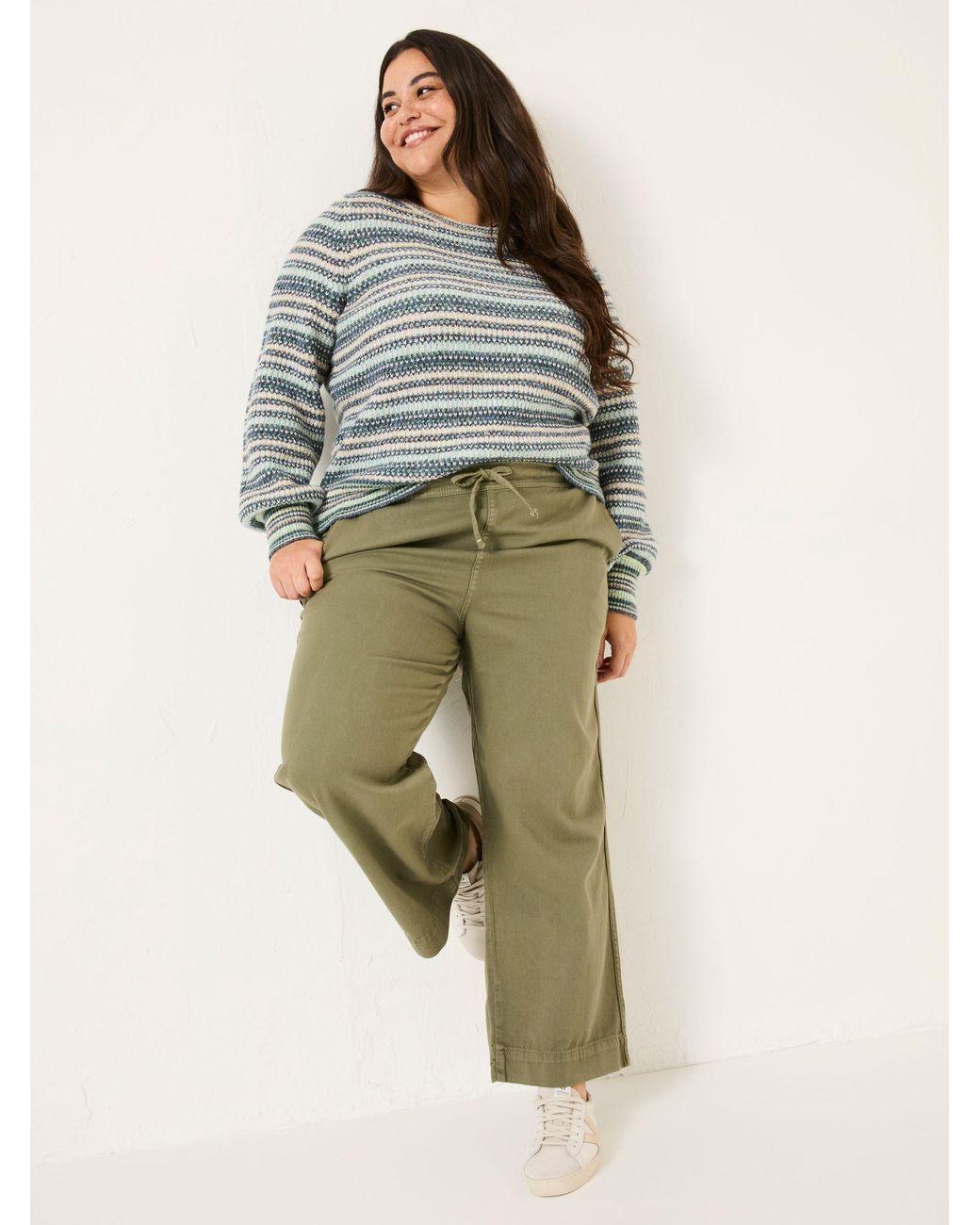 FatFace Green Ashby Wide Leg Trousers