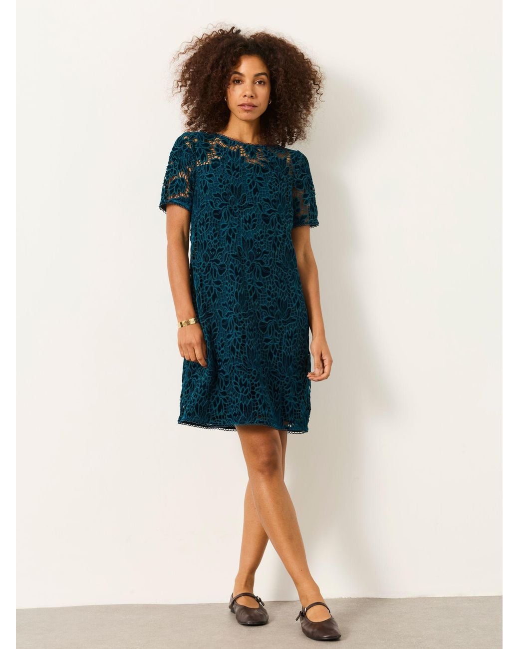 FatFace Blue Simone Petite Lace Dress