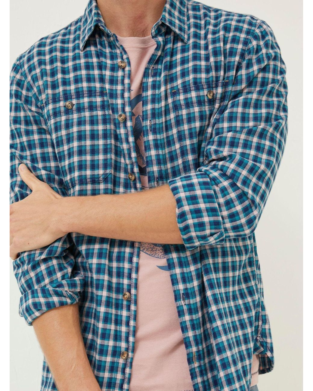 FatFace Blue Wently Check Shirt for men