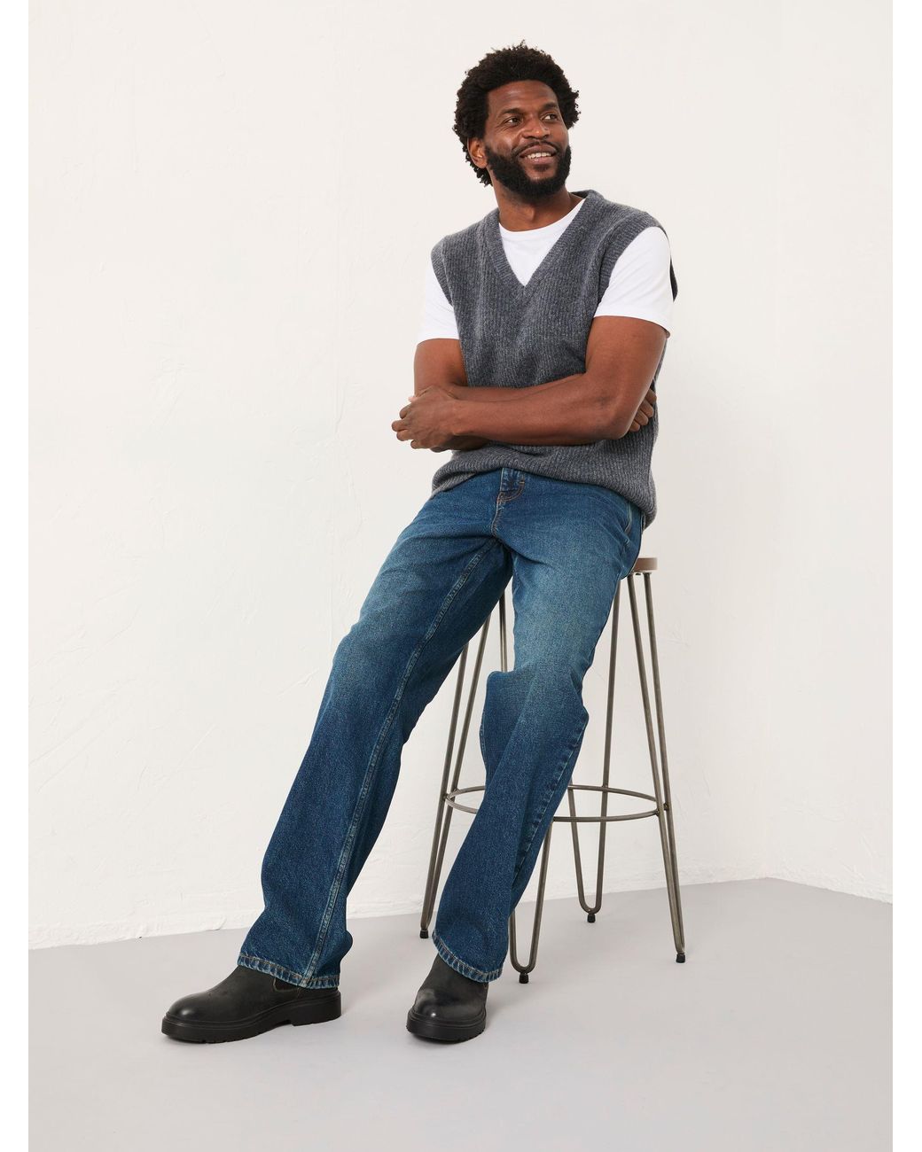 FatFace Blue Loose Fit Jeans for men