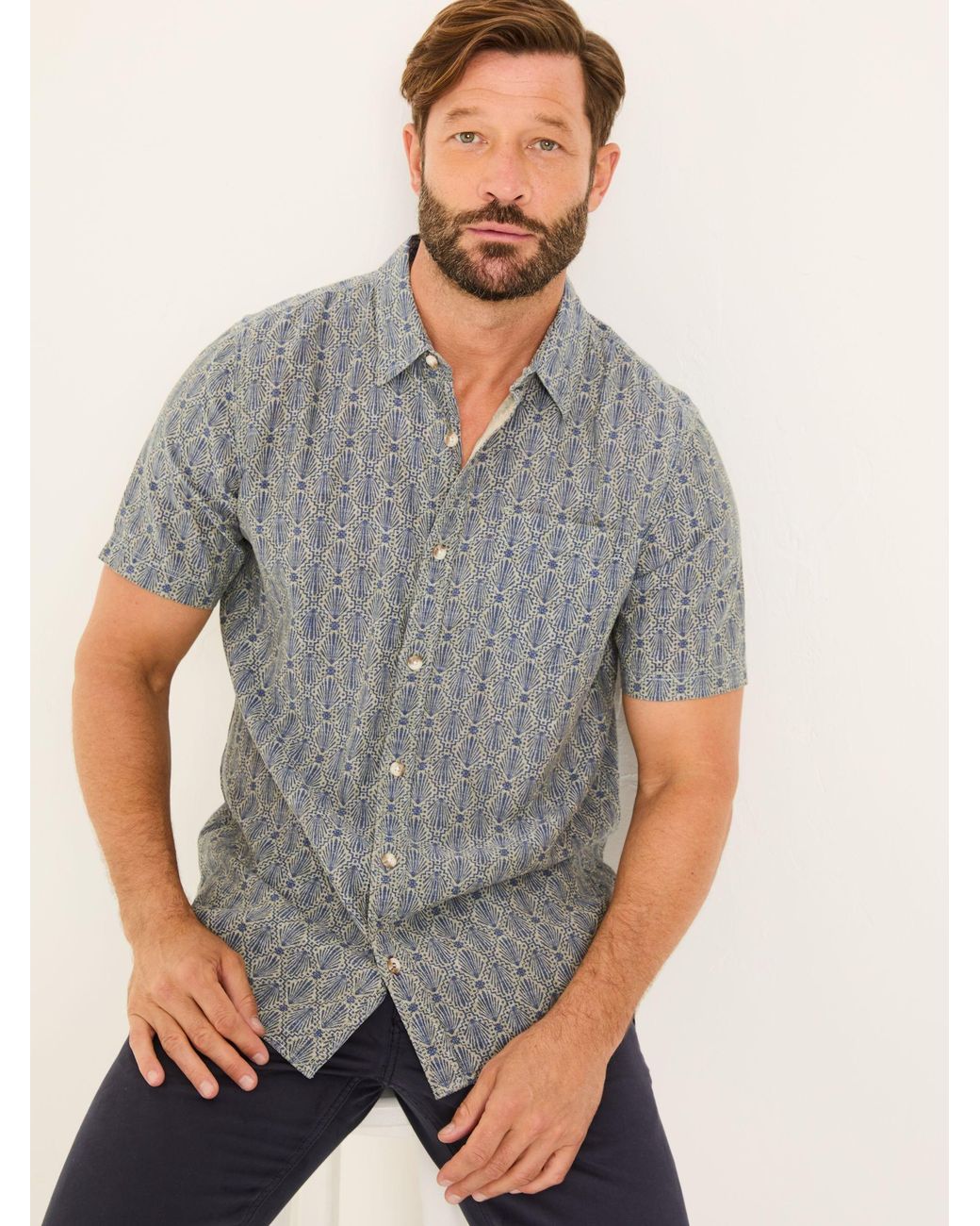 FatFace Gray Short Sleeve Deco Print Shirt for men