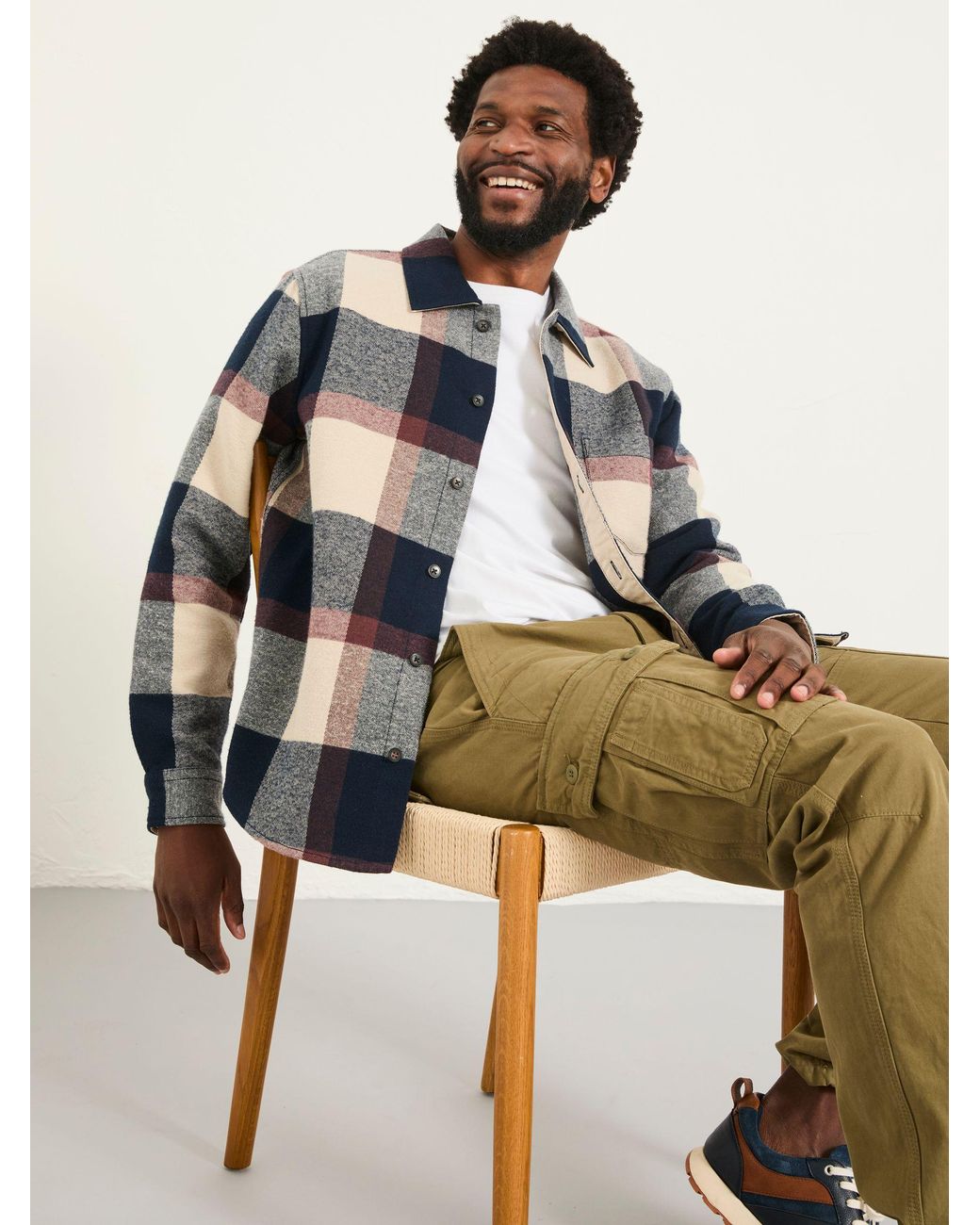 FatFace Green Long Sleeve Send Check Shirt for men