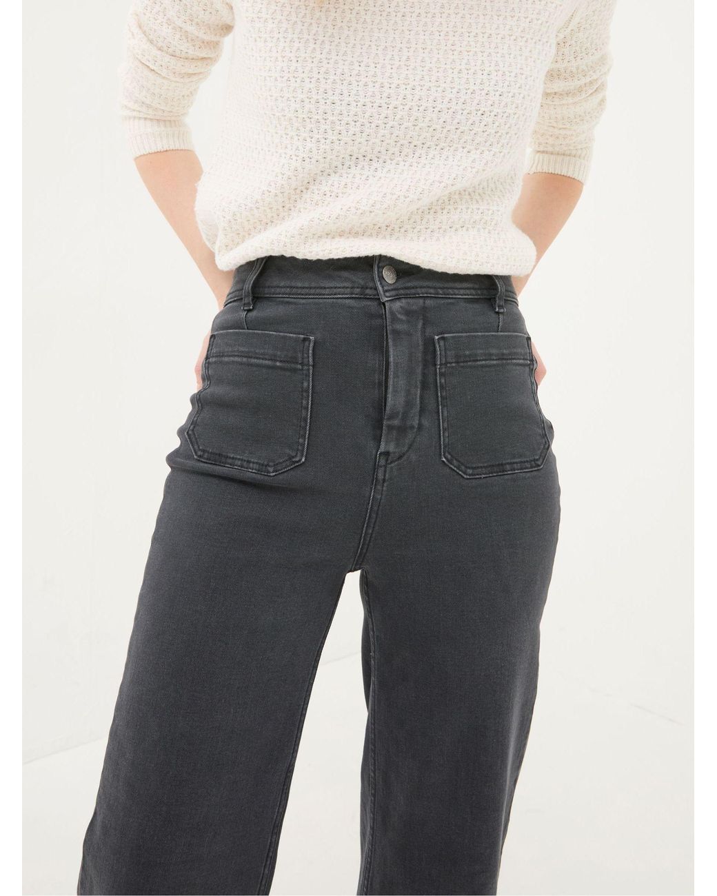FatFace Gray Keswick Wide Leg Crop Jeans