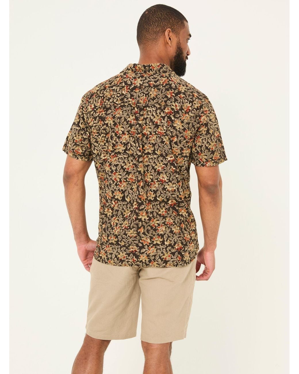 FatFace Natural Short Sleeve Authentic Indian Hand Block Print Shirt for men