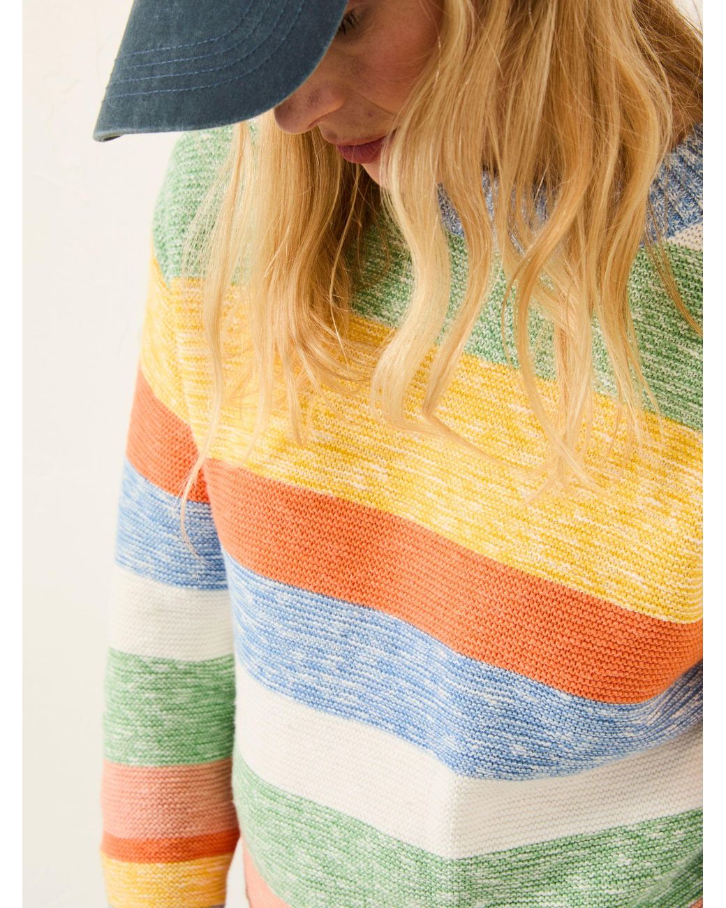 FatFace Gray Knitted Surf Stripe Crew Jumper