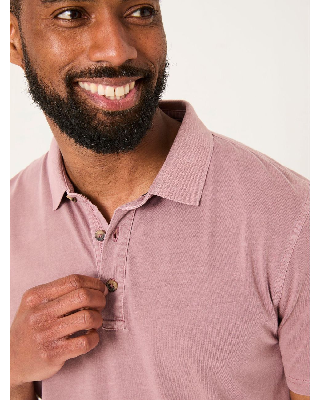 FatFace Pink Stoke Short Sleeve Polo Shirt for men