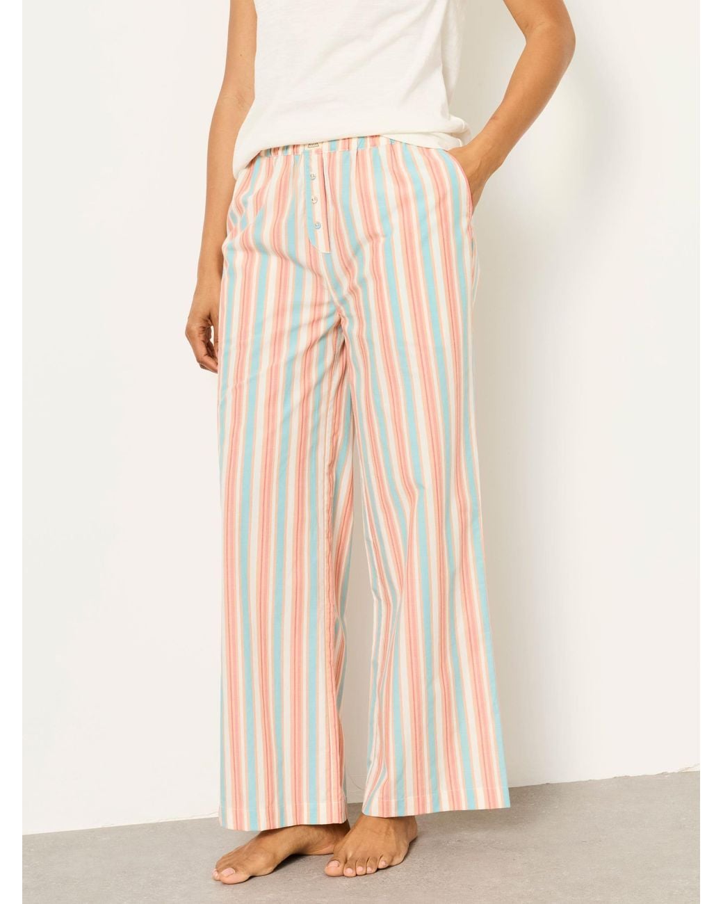 FatFace Natural 2 Piece Jersey Woven Pyjama Set