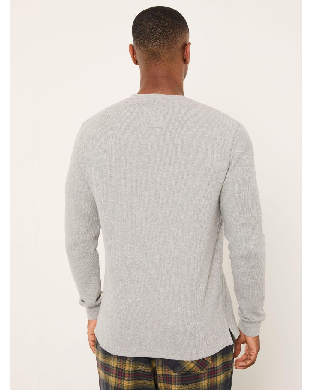 FatFace Gray Waffle Crew Neck Pyjama Top for men