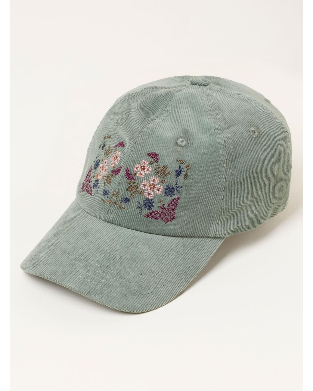 FatFace Gray Fatface Haze Cord Floral Embroiderd Cap