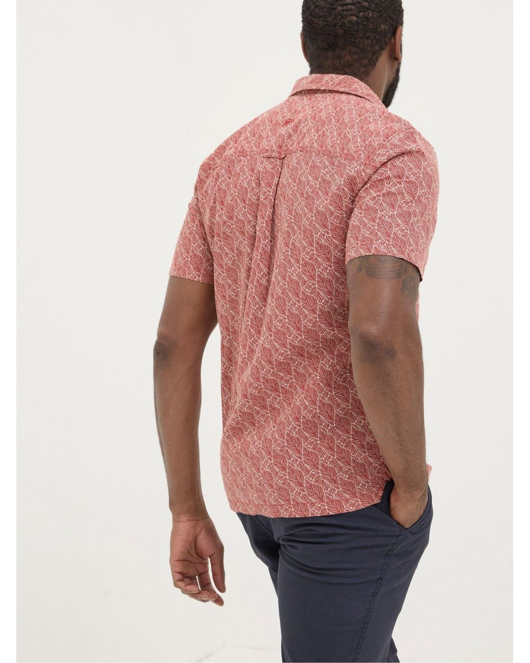 FatFace Blue Fatface Dempsey Leaf Print Shirt for men