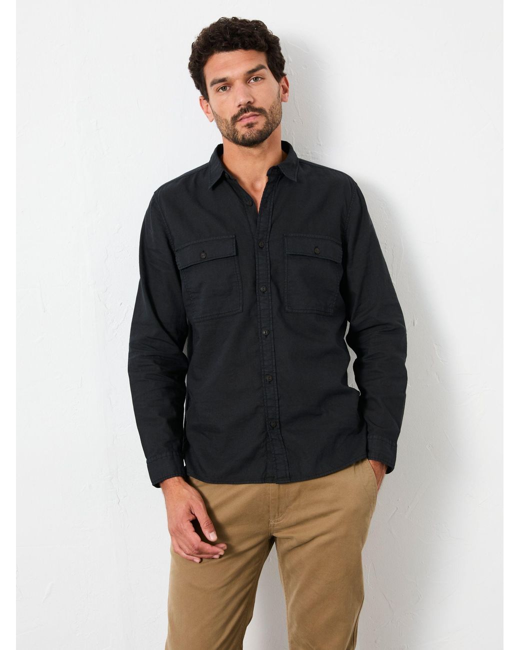 FatFace Blue Bugle Long Sleeve Garment Dye Utility Shirt for men