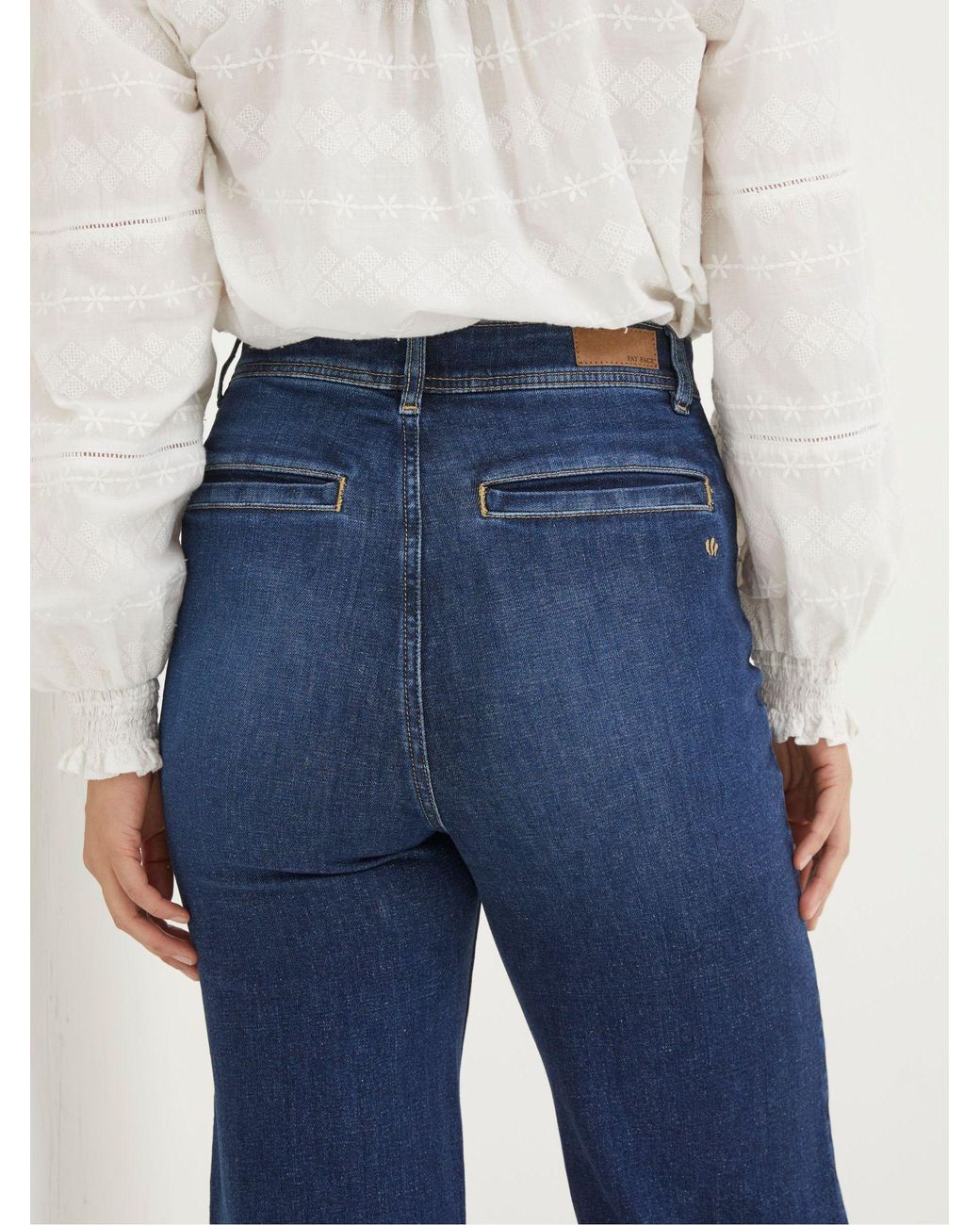 FatFace Blue Keswick Wide Leg Wide Leg Crop Jeans