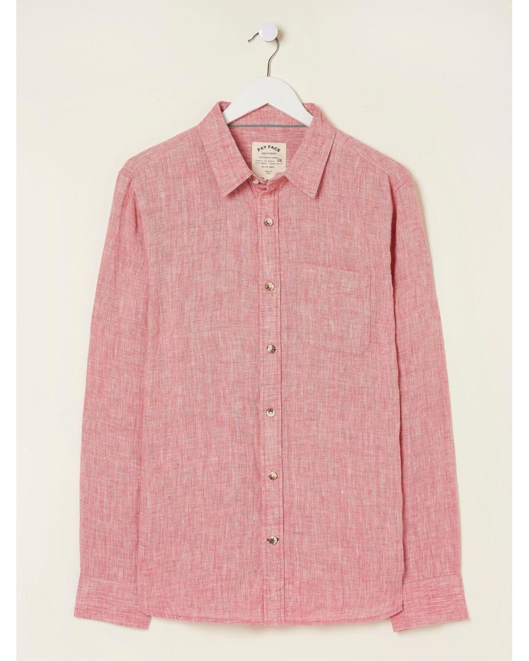 FatFace Red Fatface Plain Linen Shirt for men