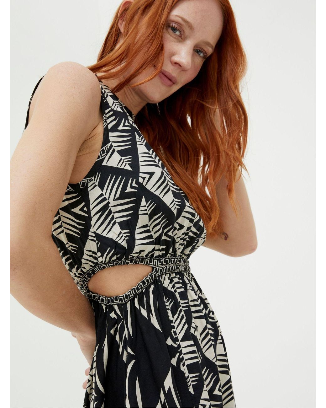 FatFace White Fatface Harrie Geo Cut Out Midi Beach Dress