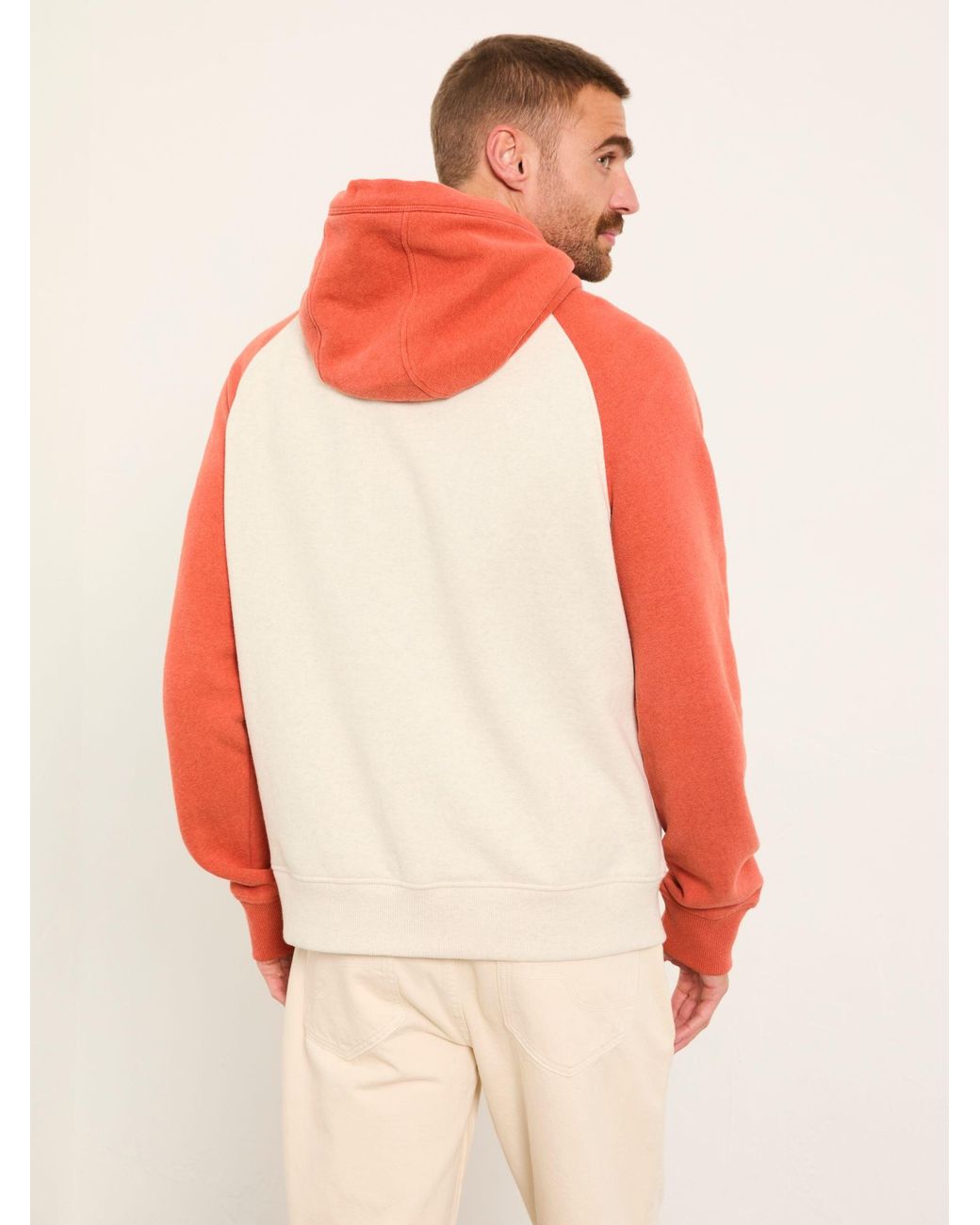 FatFace Orange Brooke Overhead Contrast Raglan Hoodie for men