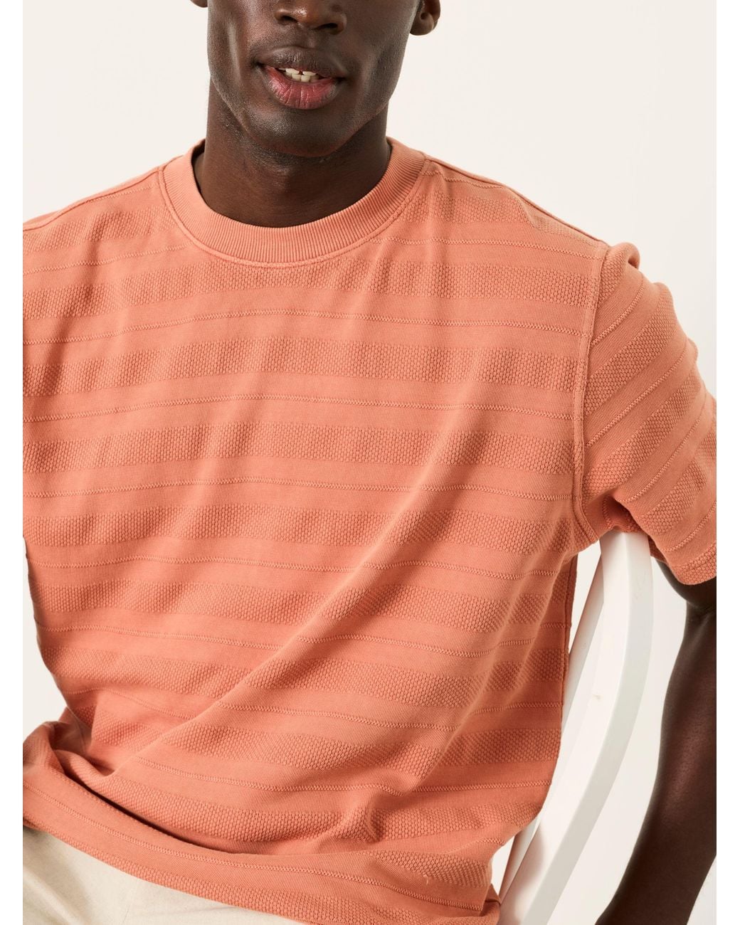 FatFace Pink Bexley Relaxed Fit Textured Stripe Tshirt for men
