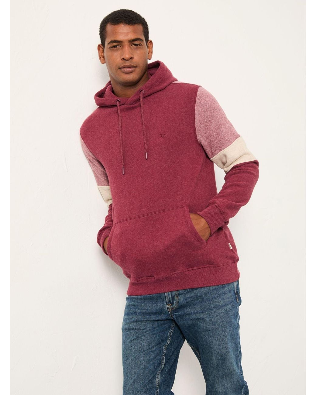 FatFace Red Brooke Brooke Cut And Sew Hoodie for men