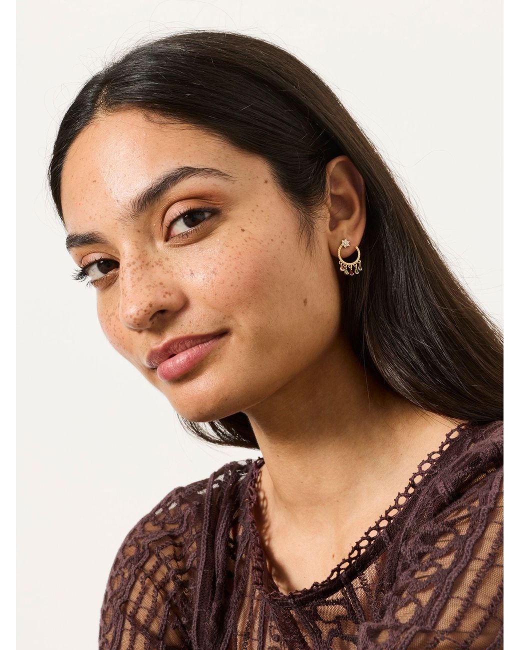 FatFace Natural Fatface Tone Star Gem Hoops
