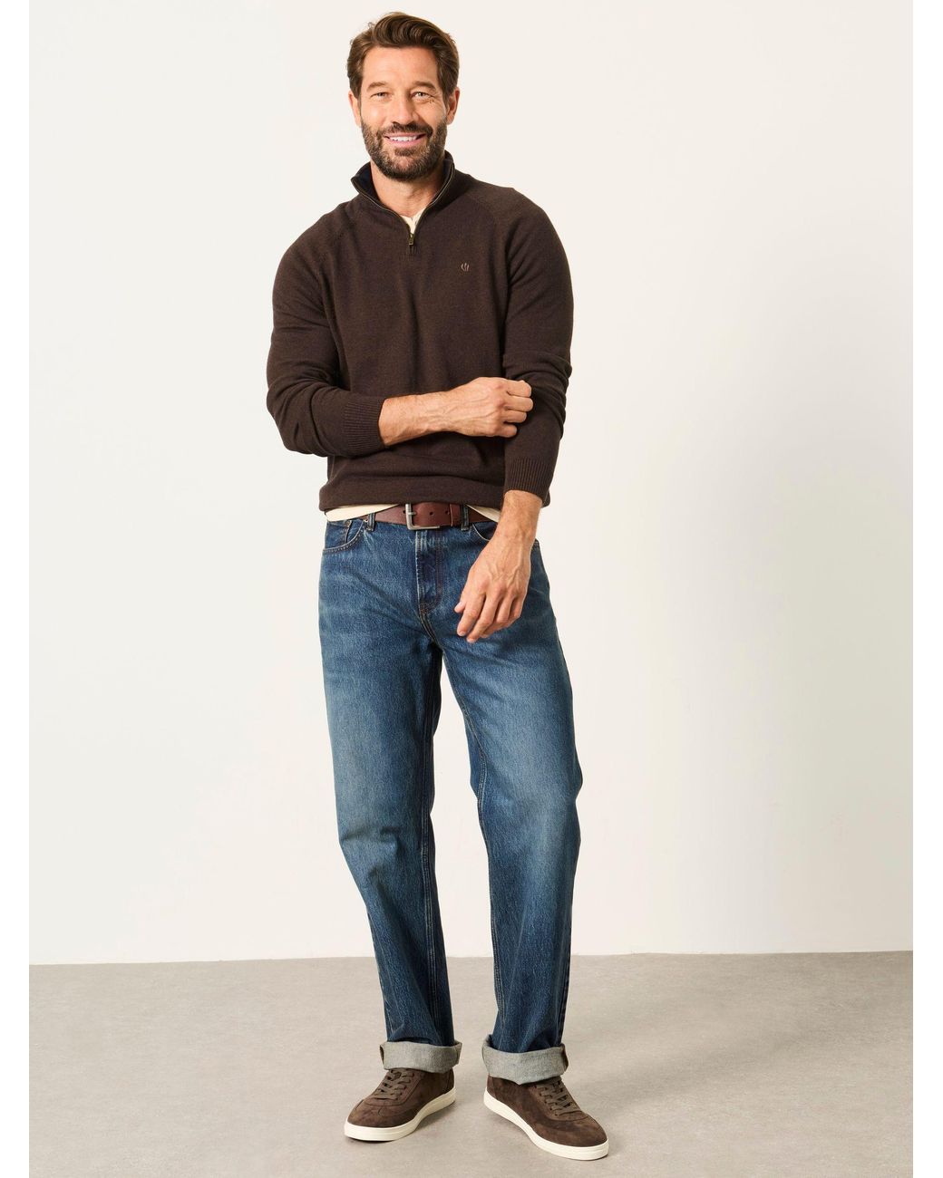 FatFace Black Rye Quarter Zip Knitted Jumper for men