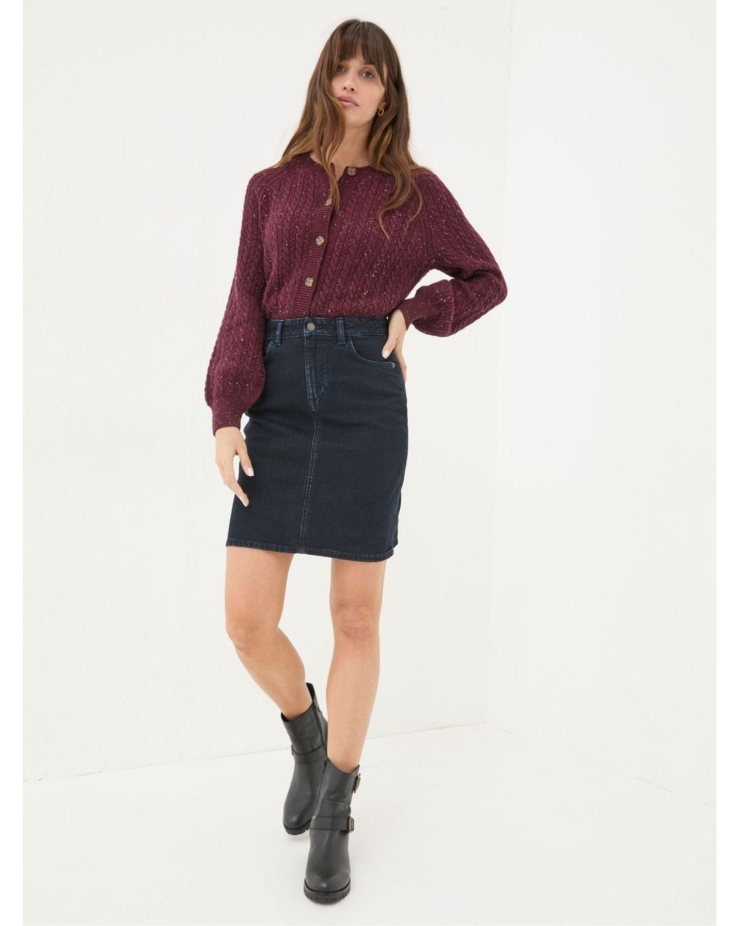 FatFace Blue Hattie Denim Skirt