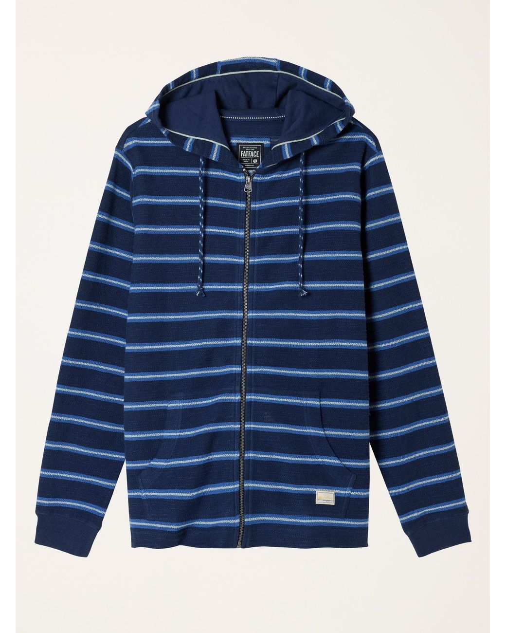 FatFace Blue Trescowe Stripe Zip Through Hoodie for men