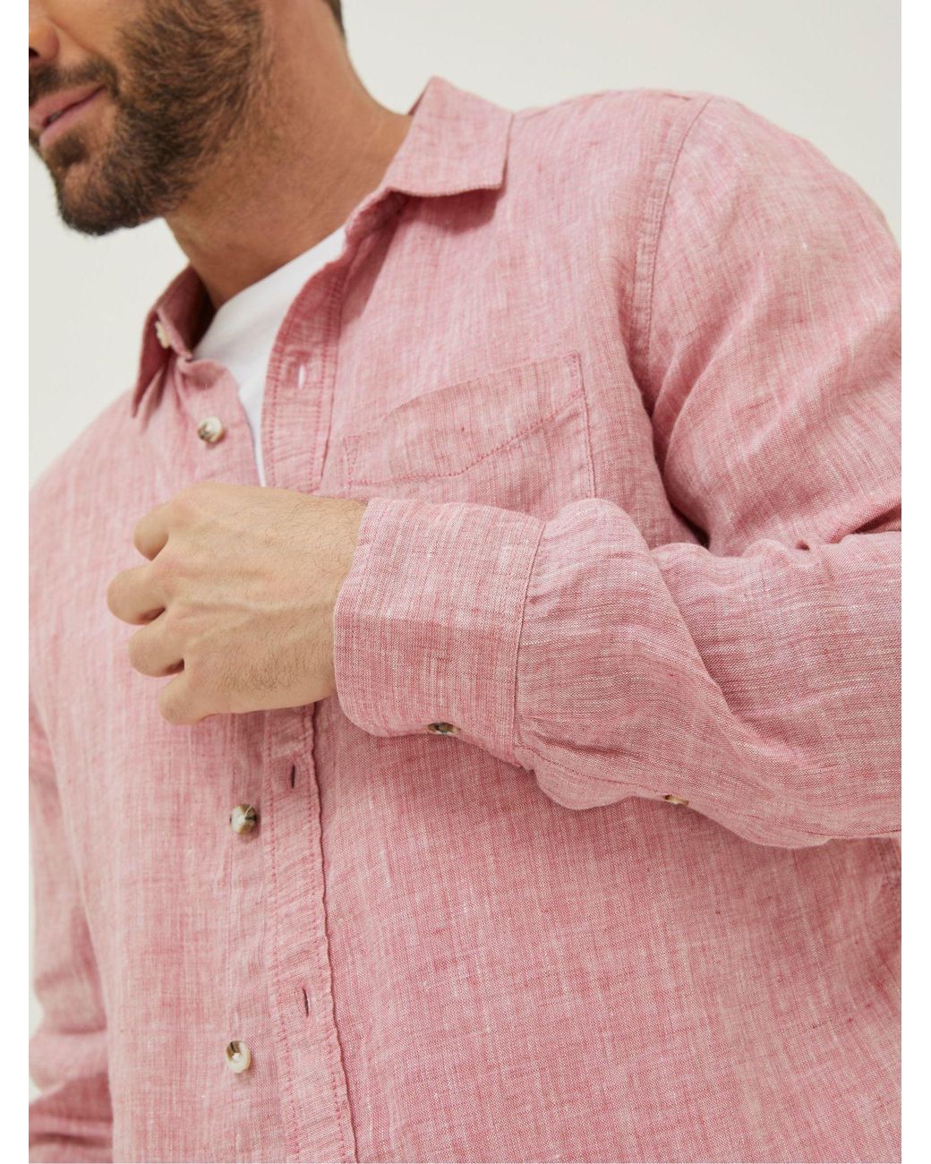 FatFace Red Fatface Plain Linen Shirt for men