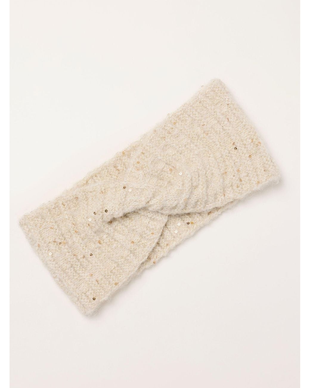 FatFace Natural Fatface Ivory Sequin Twist Headband