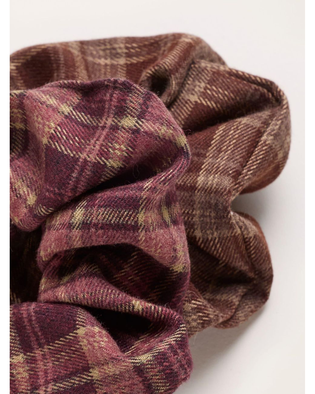 FatFace Brown 2 Pack Check Scrunchies