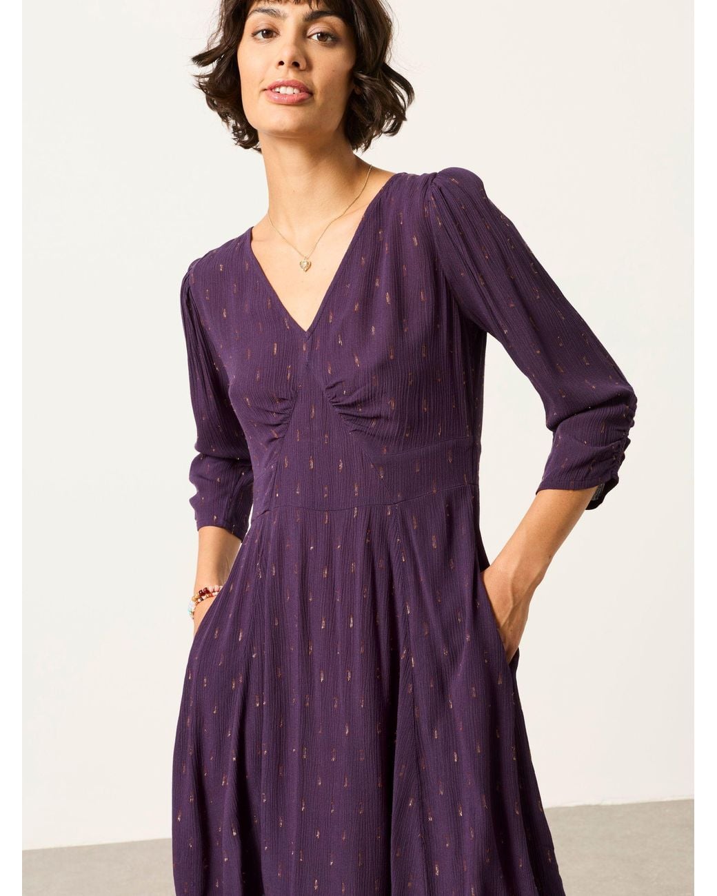 FatFace Purple Anya Petite Spot Dress