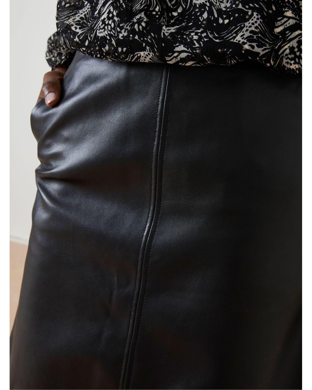 FatFace Black Ida Leather Skirt