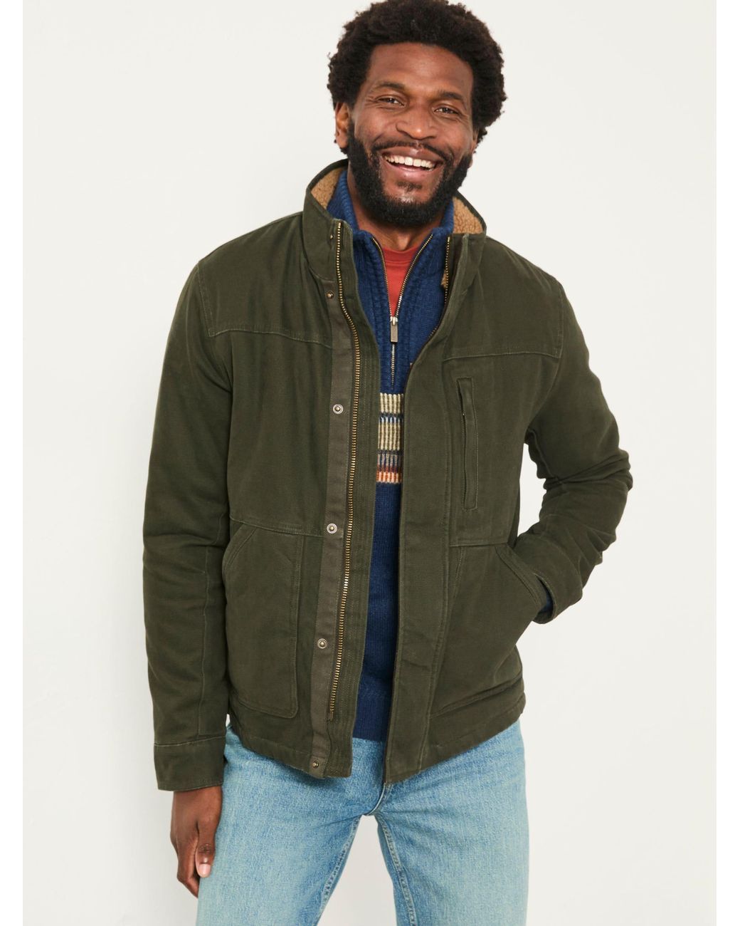 FatFace Blue Wardly Canvas Funnel Neck Jacket for men
