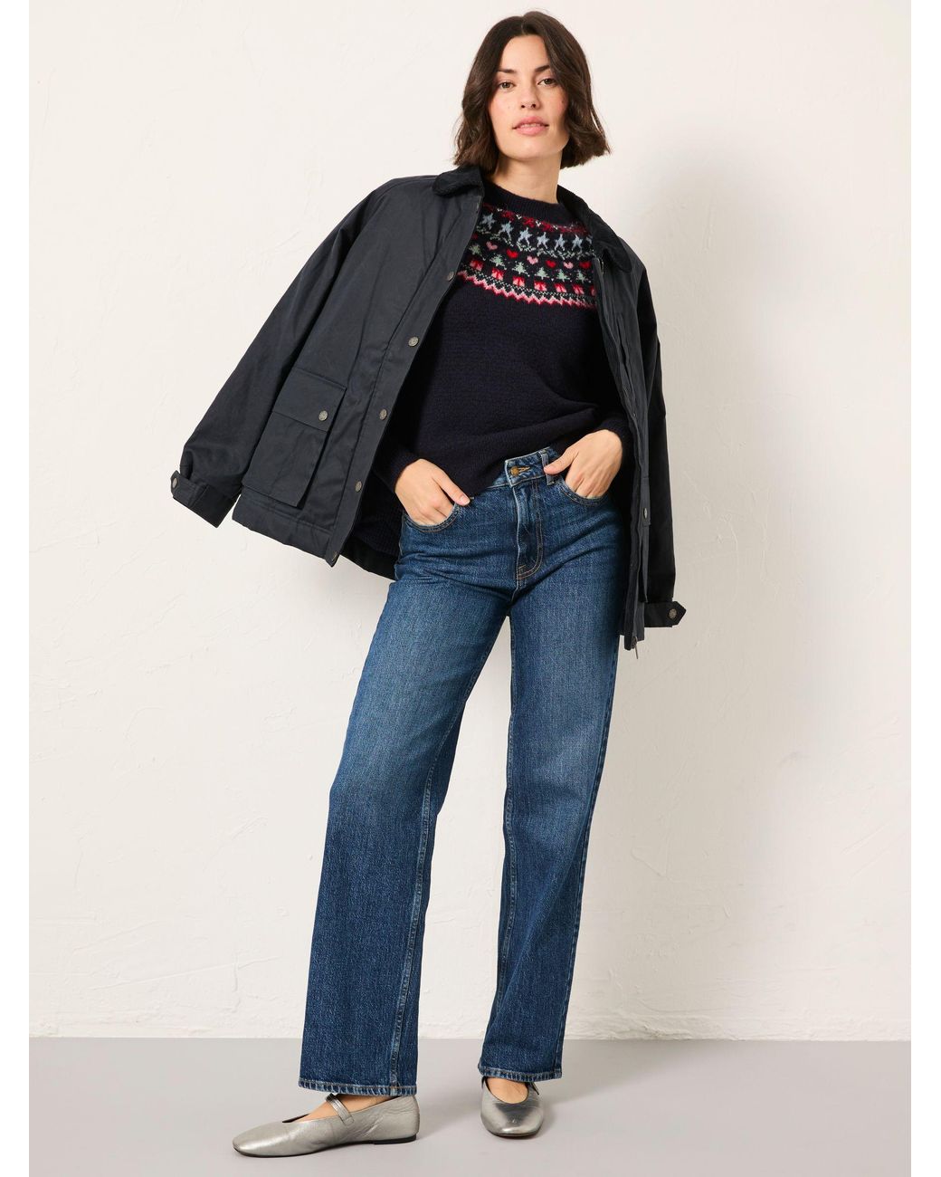 FatFace Blue Noelle Fairisle Knitted Crew Neck Jumper